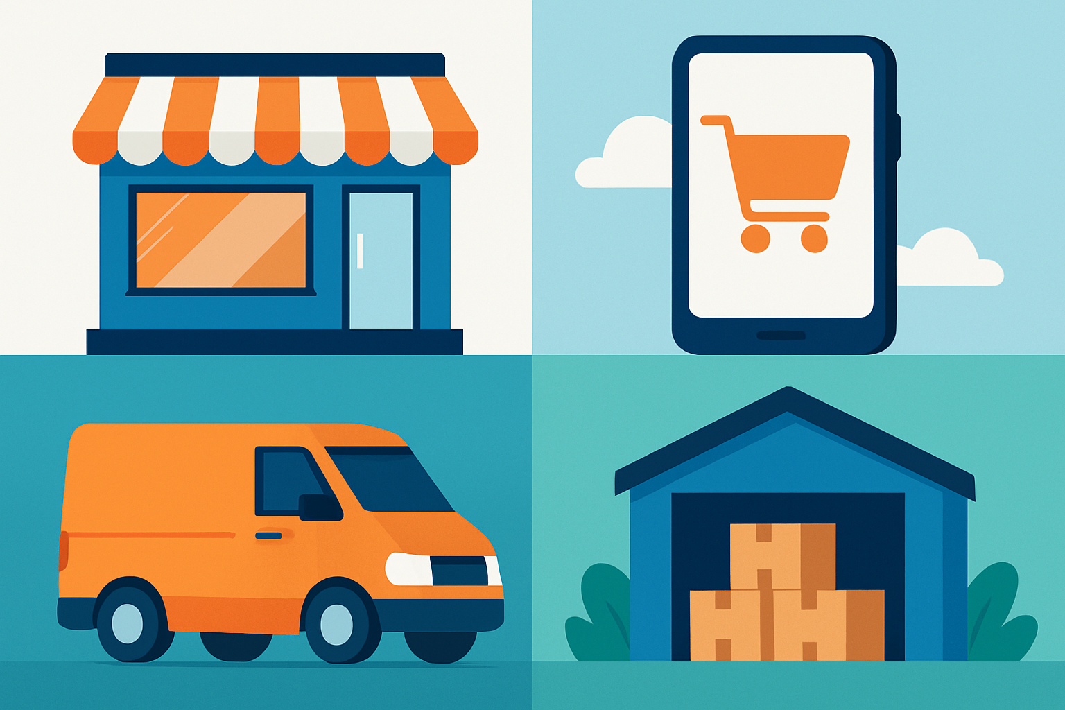 Visual representation of multiple distribution channels illustrating their role in delivering products from producers to customers.