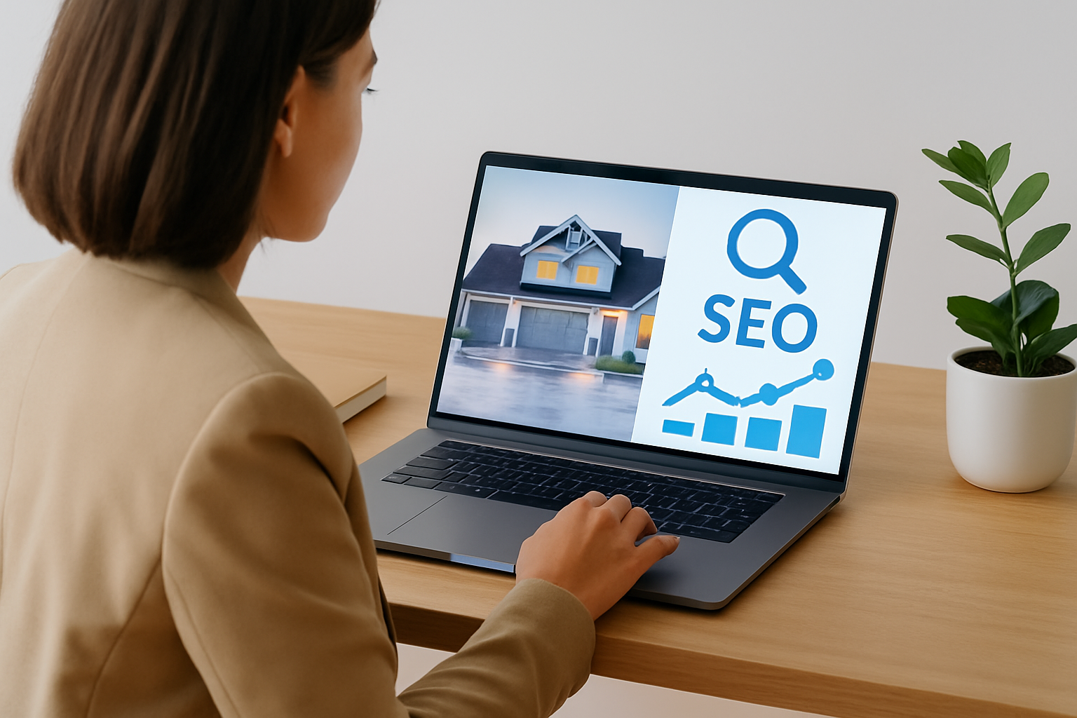 Realtor crafting high-quality content to boost SEO and engage property buyers