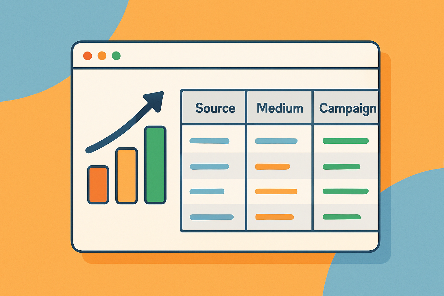Screenshot example of Google Analytics campaign report highlighting UTM parameter data for traffic analysis.