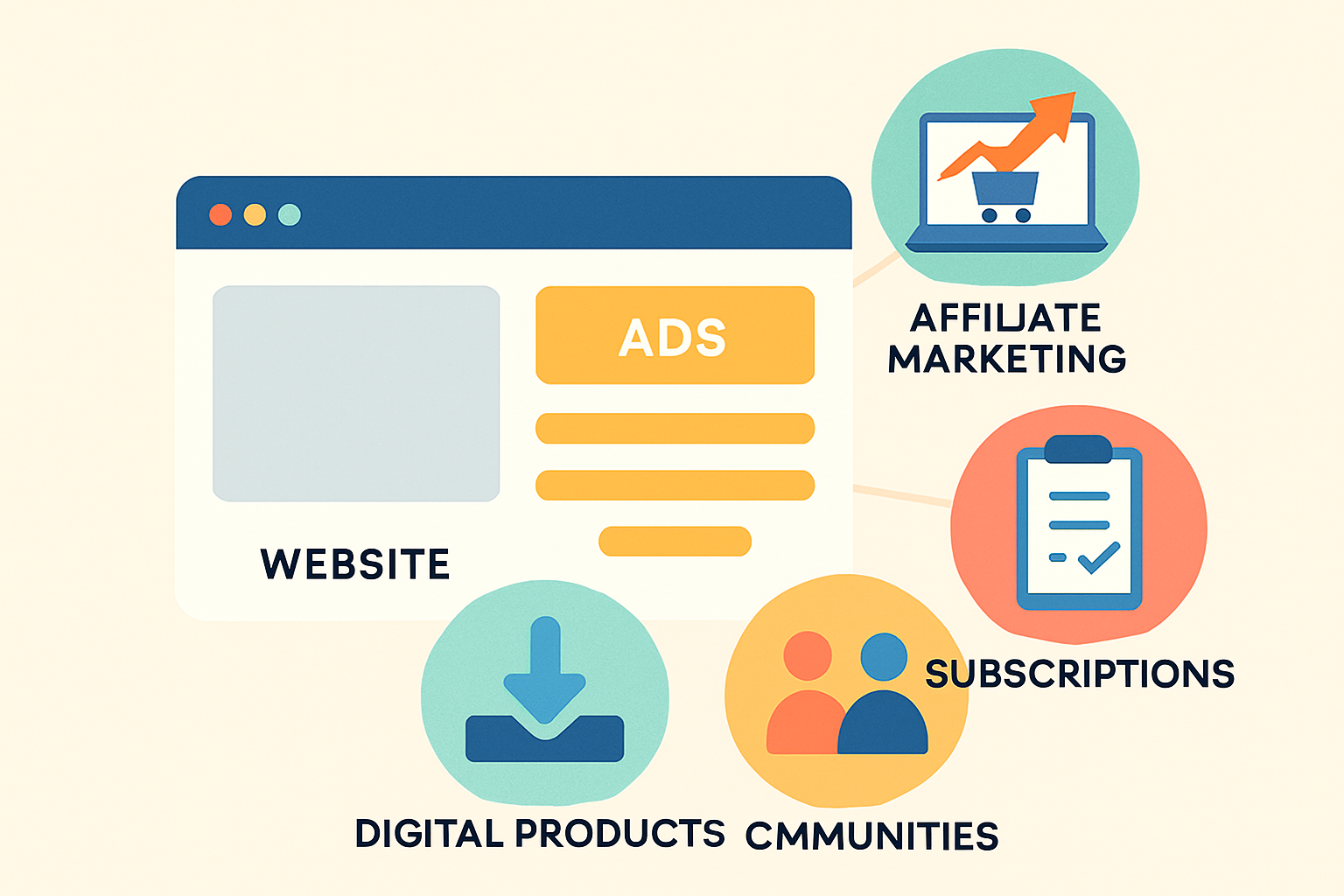 Visual overview of top website monetization strategies to use in 2025