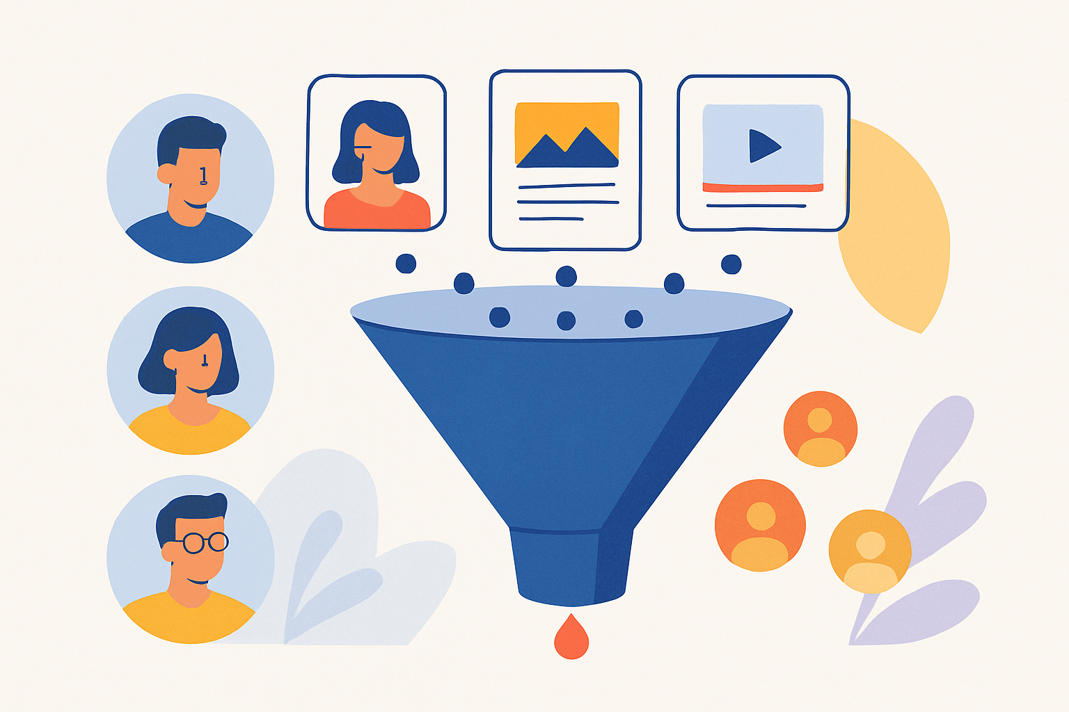 Visual representation of a B2B content strategy mapping buyer personas and content pillars to lead generation.