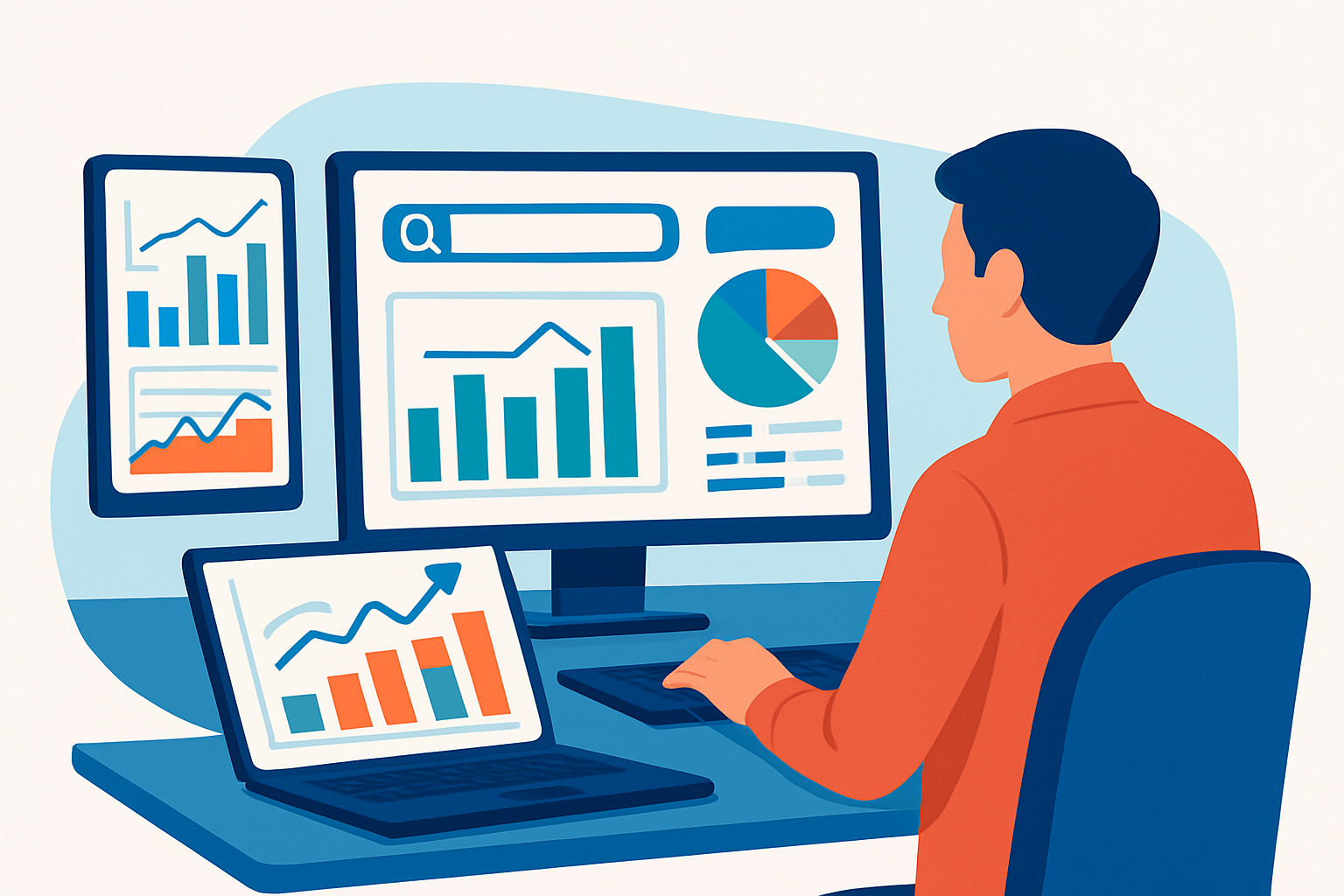 Paid search agency professional reviewing detailed campaign analytics and performance data.