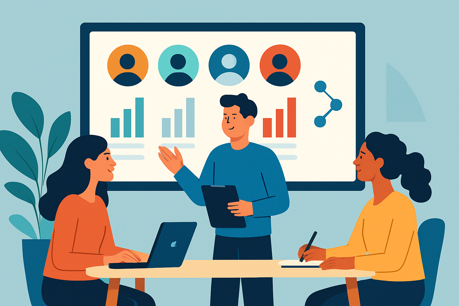 Team analyzing audience segmentation and buyer personas to optimize targeting strategy