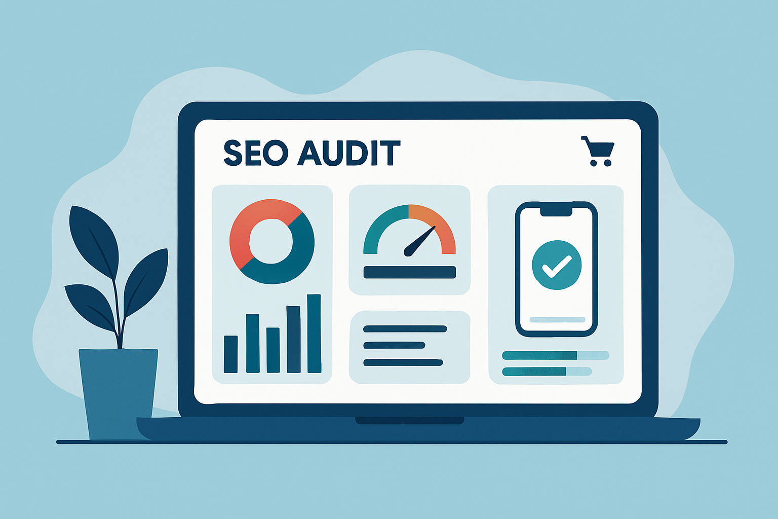 Dashboard view of technical SEO audit results highlighting key website performance metrics