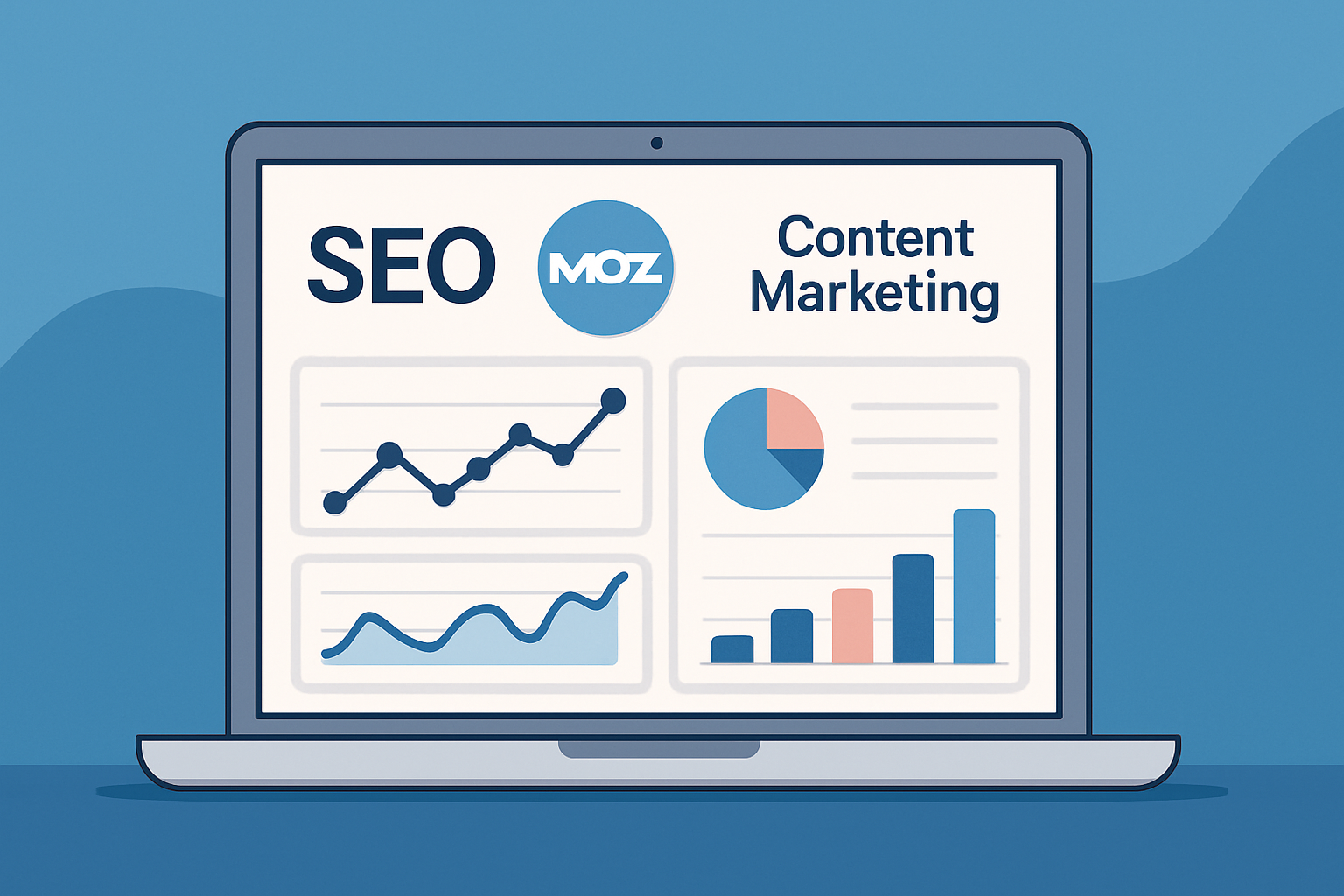 Dashboard illustrating integrated SEO and content marketing metrics leveraging Moz data