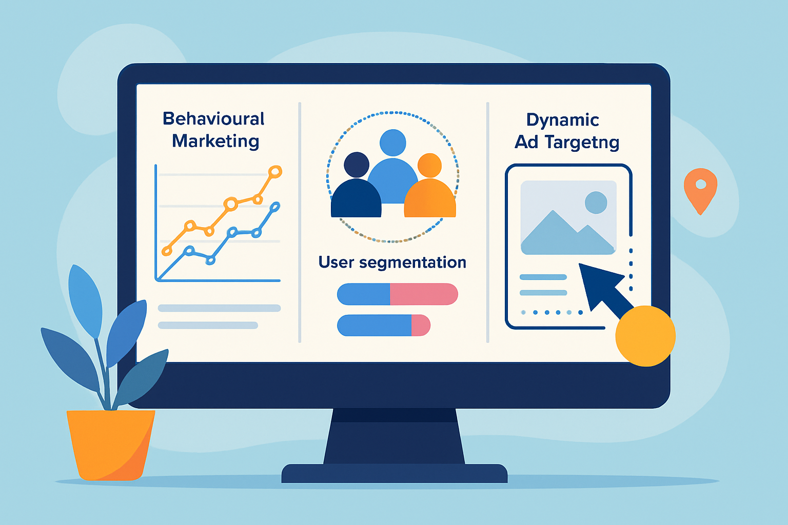 Dashboard illustrating key behavioral marketing metrics and audience segmentation in action.