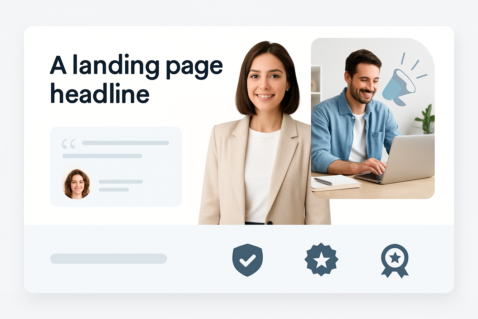 Example of a high converting landing page featuring strategic placement of visuals and trust signals.