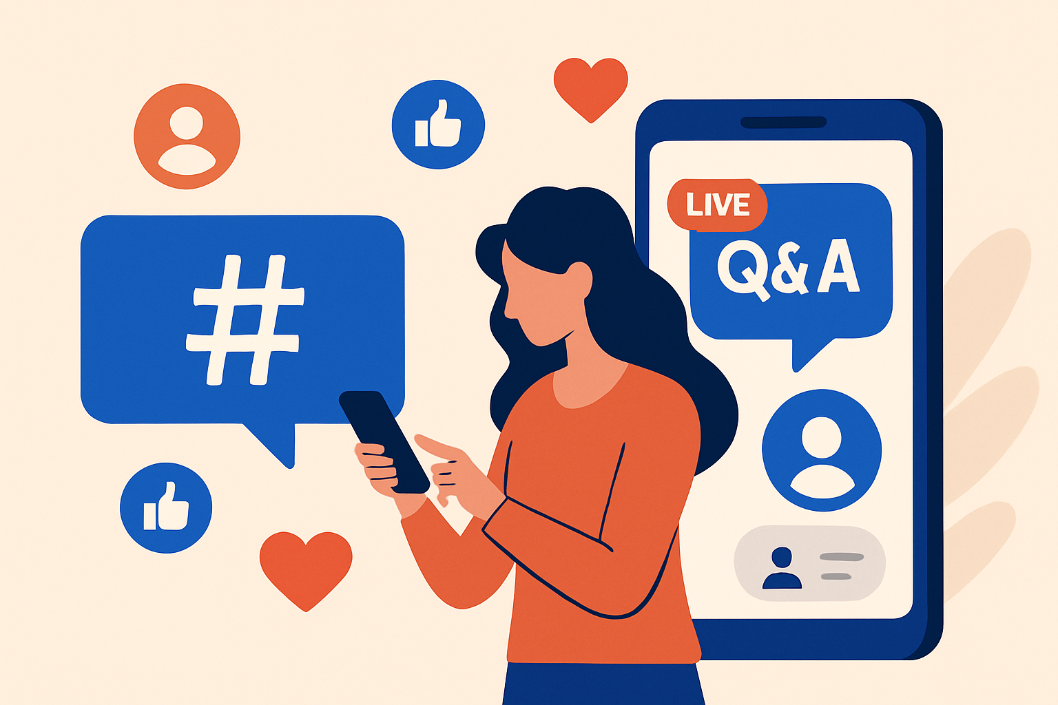 Example of audience engagement with branded hashtags and live interaction through Q&A sessions on social media