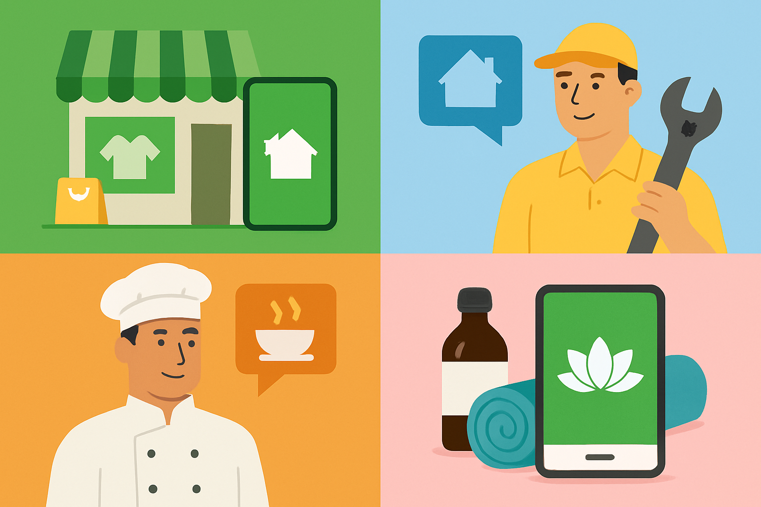 Visual representation of diverse businesses successfully advertising on Nextdoor