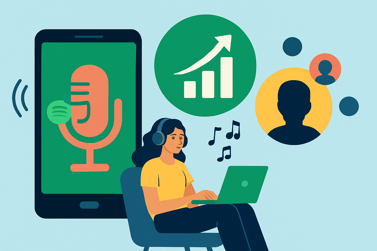 Visual summary of Spotify's audio advertising benefits and user engagement metrics