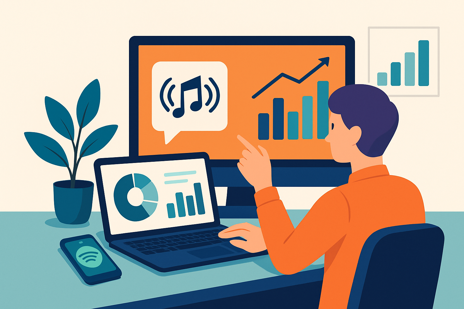 Marketer reviewing advanced targeting and optimization metrics for Spotify audio ads