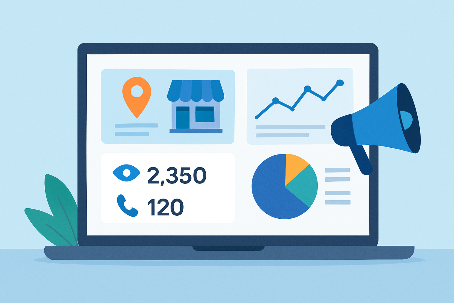 Bing Places business listing analytics dashboard showcasing performance metrics and marketing integration options