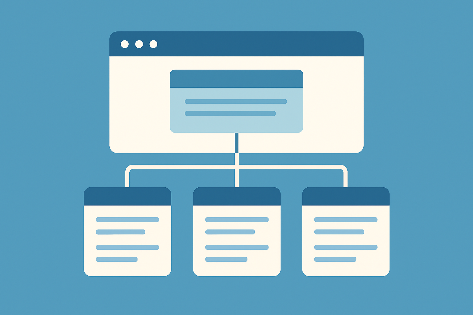 Diagram illustrating content siloing with pillar pages and subpages arranged in a clear hierarchical structure